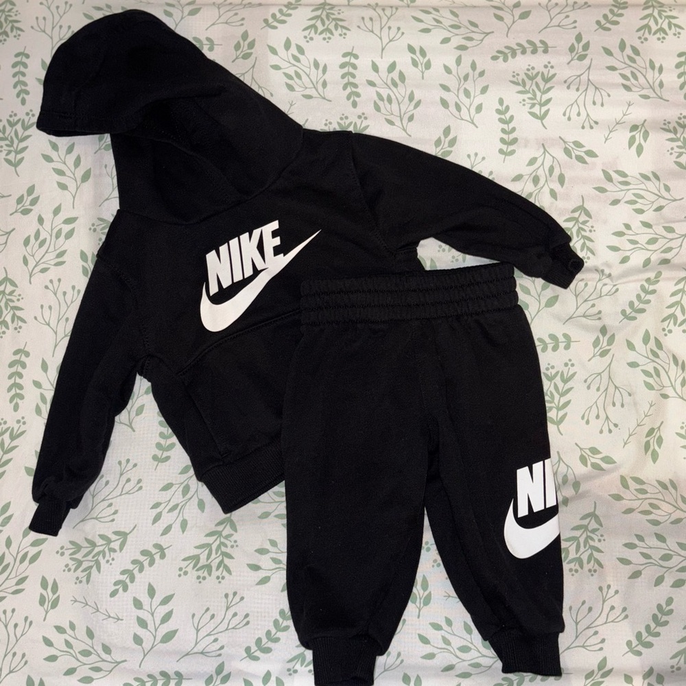 Nike Black Kids Hoodie and Joggers Set with White Logo